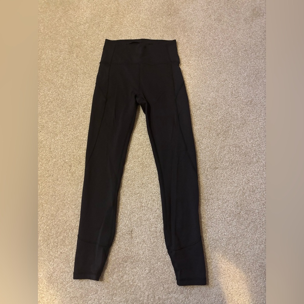 Lululemon Black Leggings with Stitching. Size 4 25” inseam